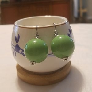Green Gumdrop Dangle Earrings